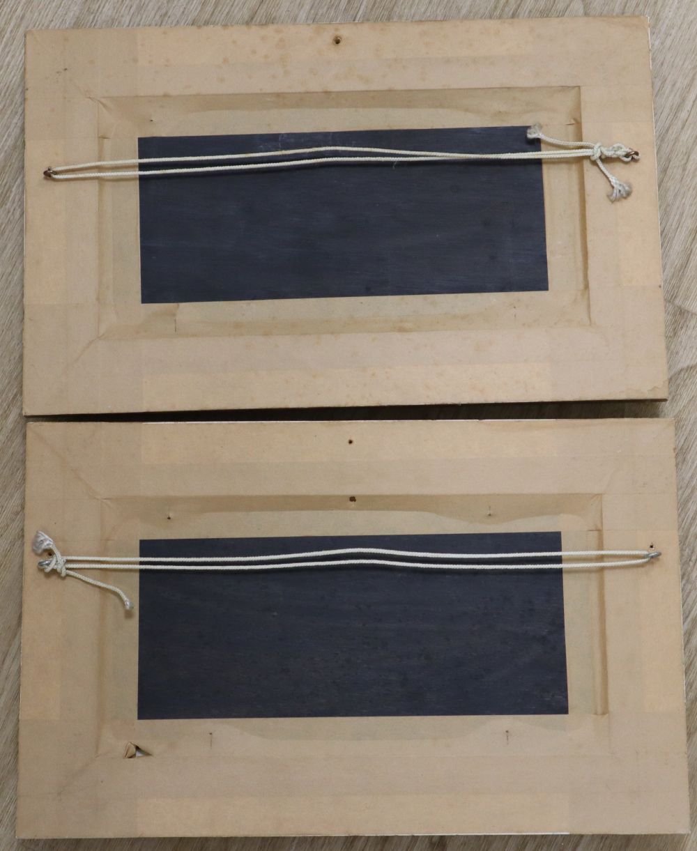 A pair of modern oils on board of American steamships, indistinctly signed, 14 x 29cm